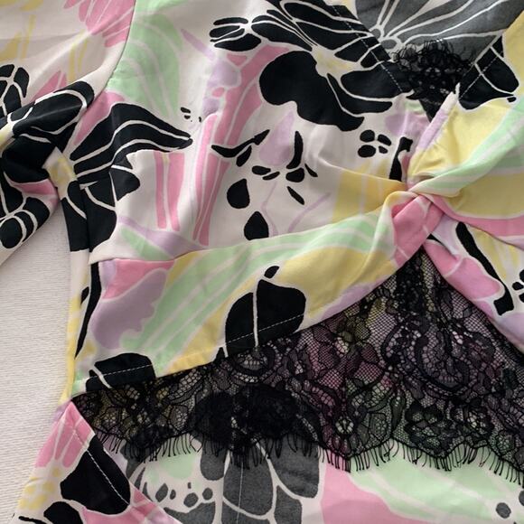 Asos maxi dress size 8 medium pink tropical lace cutout vaca Rio pastel - Picture 7 of 14